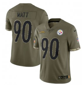 Wholesale Cheap Men\'s Pittsburgh Steelers #90 T. J. Watt 2022 Olive Salute To Service Limited Stitched Jersey