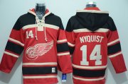 Wholesale Cheap Red Wings #14 Gustav Nyquist Red Sawyer Hooded Sweatshirt Stitched NHL Jersey