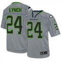 Wholesale Cheap Nike Seahawks #24 Marshawn Lynch Lights Out Grey Men's Stitched NFL Elite Jersey