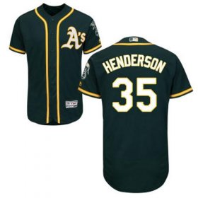 Wholesale Cheap Athletics #35 Rickey Henderson Green Flexbase Authentic Collection Stitched MLB Jersey