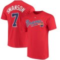 Wholesale Cheap Atlanta Braves #7 Dansby Swanson Majestic Official Name & Number T-Shirt Scarlet