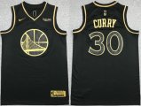 Wholesale Cheap Men's Golden State Warriors #30 Stephen Curry Black Gold Stitched Jersey
