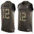 Wholesale Cheap Nike Patriots #12 Tom Brady Green Men's Stitched NFL Limited Salute To Service Tank Top Jersey