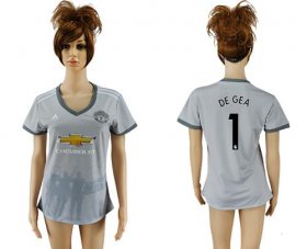 Wholesale Cheap Women\'s Manchester United #1 De Gea Sec Away Soccer Club Jersey