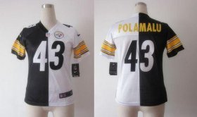 Wholesale Cheap Nike Steelers #43 Troy Polamalu Black/White Women\'s Stitched NFL Elite Split Jersey