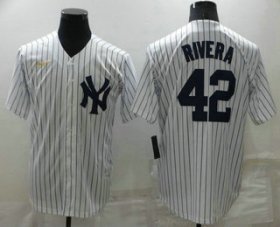 Wholesale Cheap Men\'s New York Yankees #42 Mariano Rivera White Throwback Stitched MLB Cool Base Nike Jersey