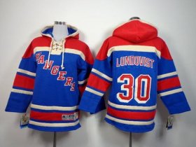 Wholesale Cheap Rangers #30 Henrik Lundqvist Blue Sawyer Hooded Sweatshirt Stitched Youth NHL Jersey