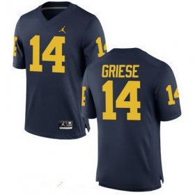Wholesale Cheap Men\'s Michigan Wolverines #14 Brian Griese Retired Navy Blue Stitched College Football Brand Jordan NCAA Jersey