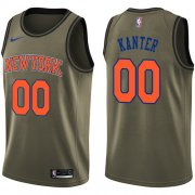 Wholesale Cheap Nike Knicks #00 Enes Kanter Green Salute to Service NBA Swingman Jersey