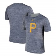 Wholesale Cheap Nike Pittsburgh Pirates Gray Black Striped Logo Performance T-Shirt