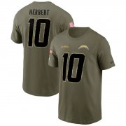 Wholesale Cheap Men's Los Angeles Chargers #10 Justin Herbert 2022 Olive Salute to Service T-Shirt