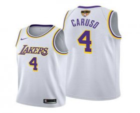 Wholesale Cheap Men\'s Los Angeles Lakers #4 Alex Caruso 2020 White Finals Stitched NBA Jersey