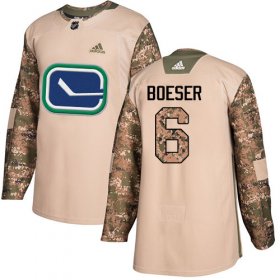 Wholesale Cheap Adidas Canucks #6 Brock Boeser Camo Authentic 2017 Veterans Day Youth Stitched NHL Jersey