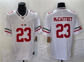Cheap Men\'s San Francisco 49ers #23 Christian McCaffrey White 2023 F.U.S.E. Vapor Untouchable Limited Football Stitched Jersey