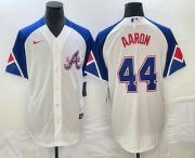 Cheap Men's Atlanta Braves #44 Hank Aaron White 2023 City Connect Cool Base Stitched Jersey