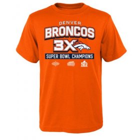 Wholesale Cheap Denver Broncos Youth Super Bowl 50 Champions 3-Time Champs Award Tour T-Shirt Orange