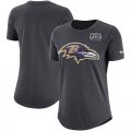 Wholesale Cheap NFL Women's Baltimore Ravens Nike Anthracite Crucial Catch Tri-Blend Performance T-Shirt