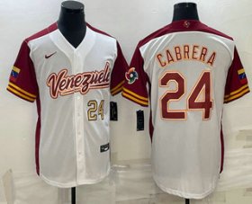 Cheap Men\'s Venezuela Baseball #24 Miguel Cabrera Number 2023 White World Classic Stitched Jerseys