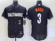 Wholesale Cheap Men's Baltimore Orioles #3 Jorge Mateo Number Black 2023 City Connect Flex Base Stitched Jersey 2