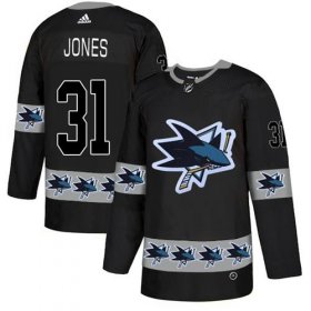 Wholesale Cheap Adidas Sharks #31 Martin Jones Black Authentic Team Logo Fashion Stitched NHL Jersey