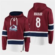 Wholesale Cheap Men's Colorado Avalanche #8 Cale Makar Burgundy All Stitched Sweatshirt Hoodie