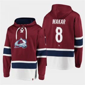 Wholesale Cheap Men\'s Colorado Avalanche #8 Cale Makar Burgundy All Stitched Sweatshirt Hoodie