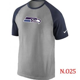 Wholesale Cheap Nike Seattle Seahawks Ash Tri Big Play Raglan NFL T-Shirt Grey/Navy Blue