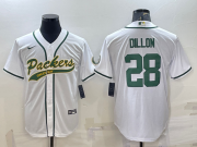 Wholesale Cheap Men's Green Bay Packers #28 AJ Dillon White With Patch Cool Base Stitched Baseball Jersey
