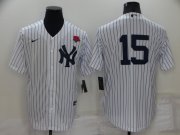 Wholesale Cheap Men's New York Yankees #15 Thurman Munson White No Name Stitched Rose Nike Cool Base Throwback Jersey