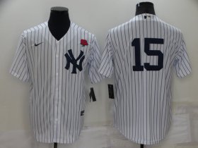 Wholesale Cheap Men\'s New York Yankees #15 Thurman Munson White No Name Stitched Rose Nike Cool Base Throwback Jersey