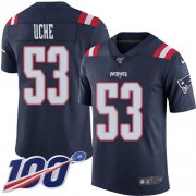 Wholesale Cheap Nike Patriots #53 Josh Uche Navy Blue Men's Stitched NFL Limited Rush 100th Season Jersey