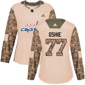 Wholesale Cheap Adidas Capitals #77 T.J. Oshie Camo Authentic 2017 Veterans Day Women\'s Stitched NHL Jersey