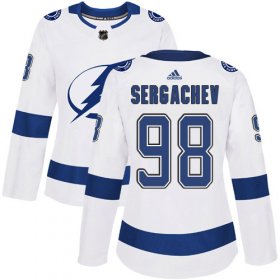 Cheap Adidas Lightning #98 Mikhail Sergachev White Road Authentic Women\'s Stitched NHL Jersey