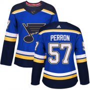 Wholesale Cheap Adidas Blues #57 David Perron Blue Home Authentic Women's Stitched NHL Jersey