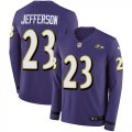 Wholesale Cheap Nike Ravens #23 Tony Jefferson Purple Team Color Men's Stitched NFL Limited Therma Long Sleeve Jersey