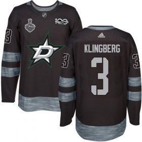 Wholesale Cheap Adidas Stars #3 John Klingberg Black 1917-2017 100th Anniversary 2020 Stanley Cup Final Stitched NHL Jersey
