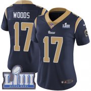 Wholesale Cheap Nike Rams #17 Robert Woods Navy Blue Team Color Super Bowl LIII Bound Women's Stitched NFL Vapor Untouchable Limited Jersey
