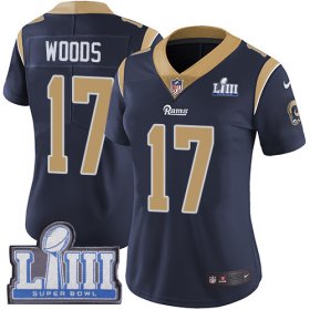 Wholesale Cheap Nike Rams #17 Robert Woods Navy Blue Team Color Super Bowl LIII Bound Women\'s Stitched NFL Vapor Untouchable Limited Jersey