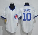 Wholesale Cheap Cubs #10 Ron Santo White Strip Home Cooperstown Stitched MLB Jersey