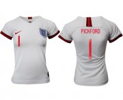 Wholesale Cheap Women's England #1 Pickford Home Soccer Country Jersey