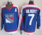 Wholesale Cheap Rangers #7 Rod Gilbert Blue/White CCM Throwback Stitched NHL Jersey