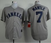 Wholesale Cheap Mitchell And Ness 75TH Yankees #7 Mickey Mantle Grey Throwback Stitched MLB Jersey