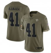 Wholesale Cheap Men's New Orleans Saints #41 Alvin Kamara 2022 Olive Salute To Service Limited Stitched Jersey
