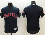 Wholesale Cheap Mariners Blank Navy Blue Fashion Stars & Stripes Flexbase Authentic Stitched MLB Jersey