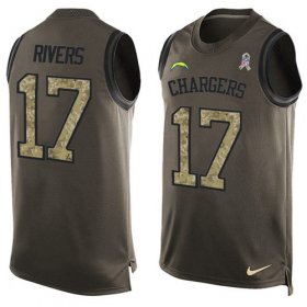 Wholesale Cheap Nike Chargers #17 Philip Rivers Green Men\'s Stitched NFL Limited Salute To Service Tank Top Jersey