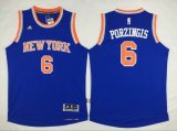 Wholesale Cheap Men's New York Knicks #6 Kristaps Porzingis Revolution 30 Swingman 2014 New Blue Jersey
