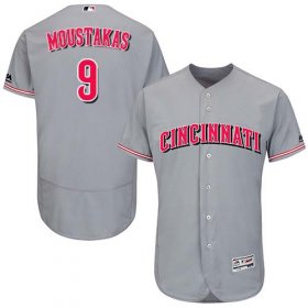Wholesale Cheap Reds #9 Mike Moustakas Grey Flexbase Authentic Collection Stitched MLB Jersey