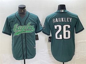 Cheap Men\'s Philadelphia Eagles #26 Saquon Barkley Green Cool Base Baseball Stitched Jersey