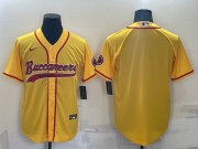 Wholesale Men's Tampa Bay Buccaneers Blank Yellow Stitched Cool Base Nike Baseball Jersey