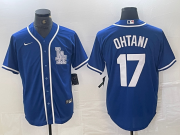 Cheap Men's Los Angeles Dodgers #17 Shohei Ohtani Blue Cool Base Stitched Baseball Jersey